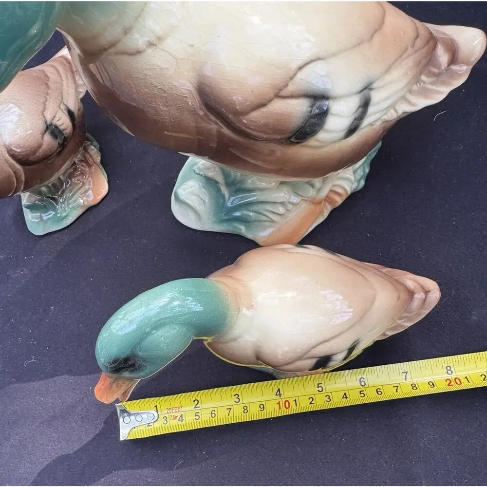Vintage Royal Copley Windsor Mallard Duck Set of 3 Ceramic Figurine Mid Century